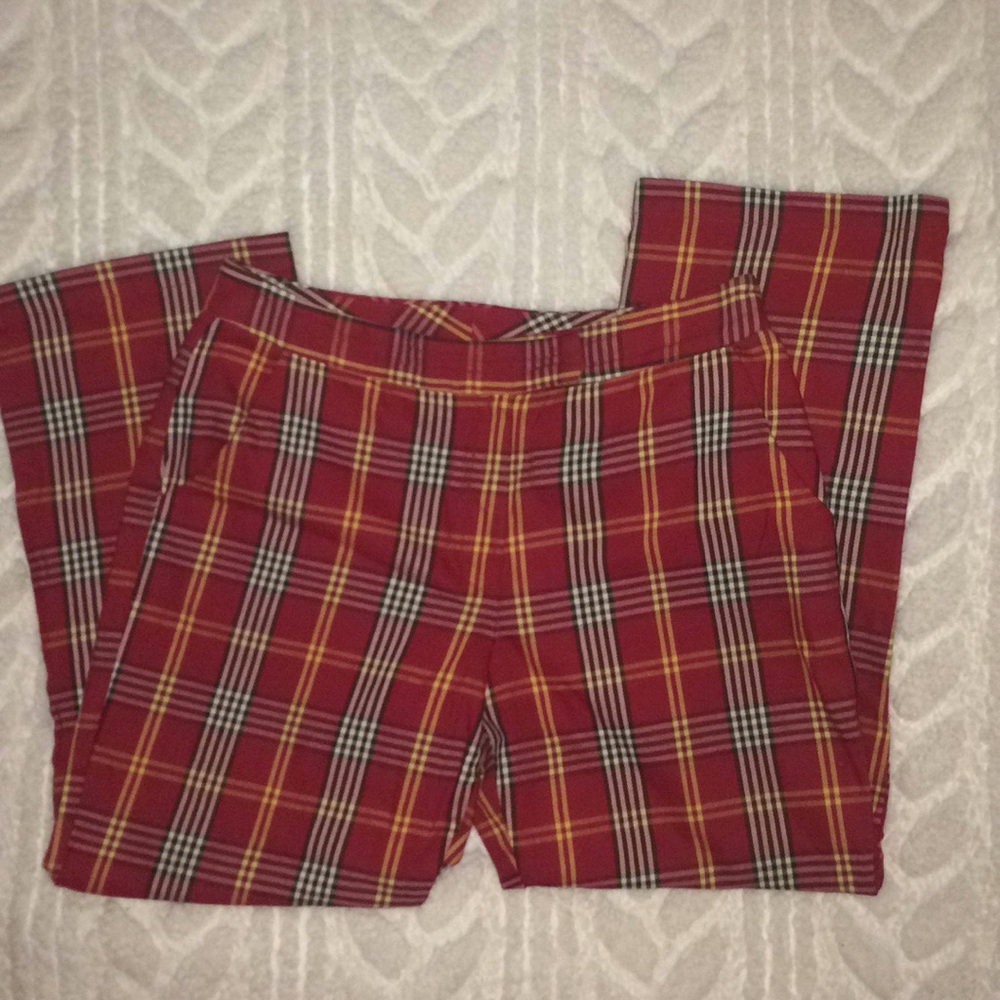 Anthro plaid fit n flare pants